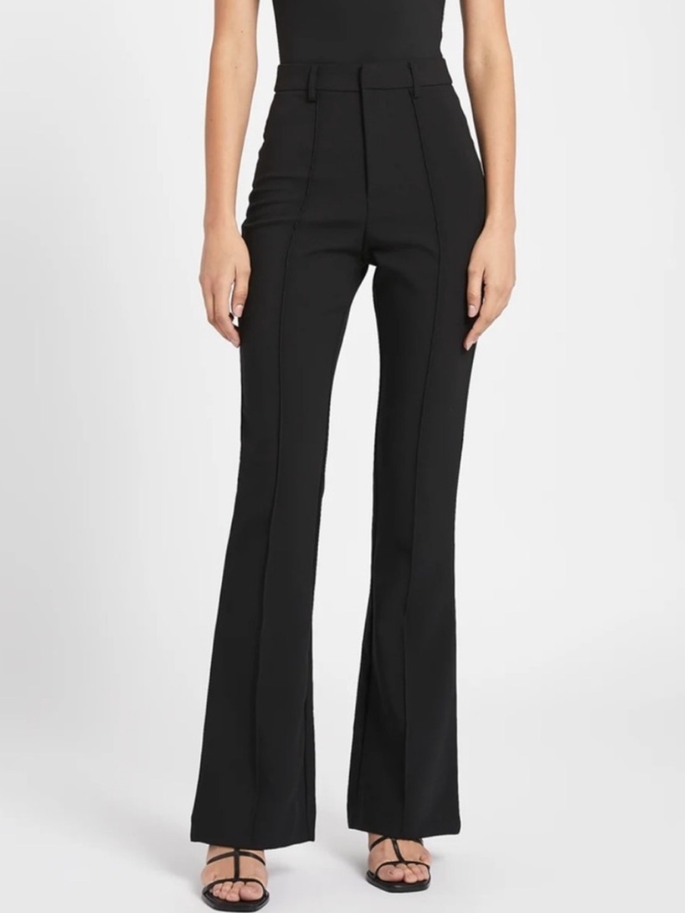BOA Because of Alice Wide Leg Suit Trousers XS Black Center Seam Flare Pants